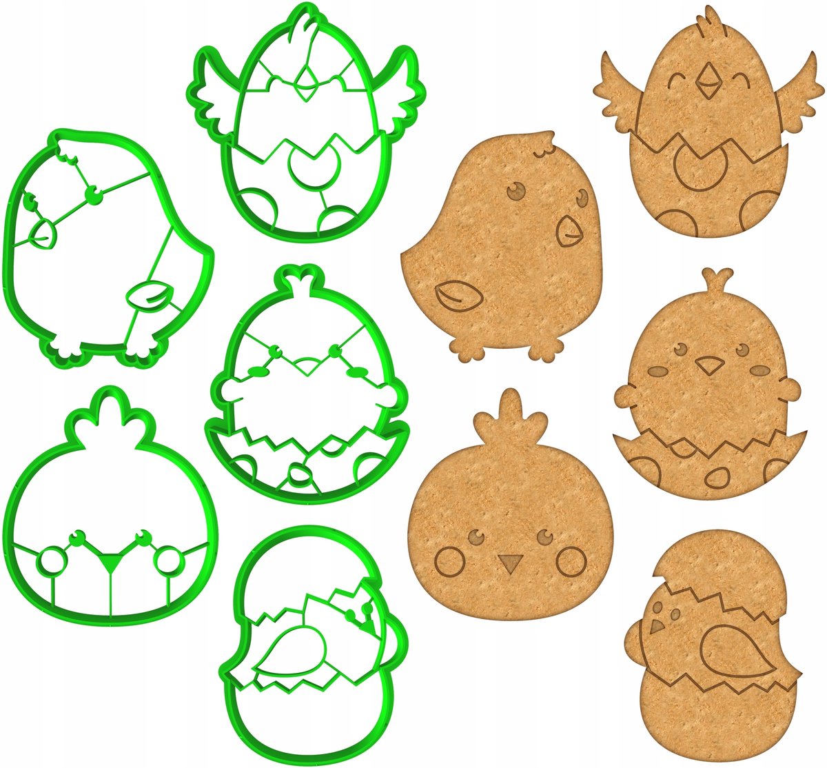 5x Paas Koekjesvormpjes Kuikentjes XL Set 5 stuks