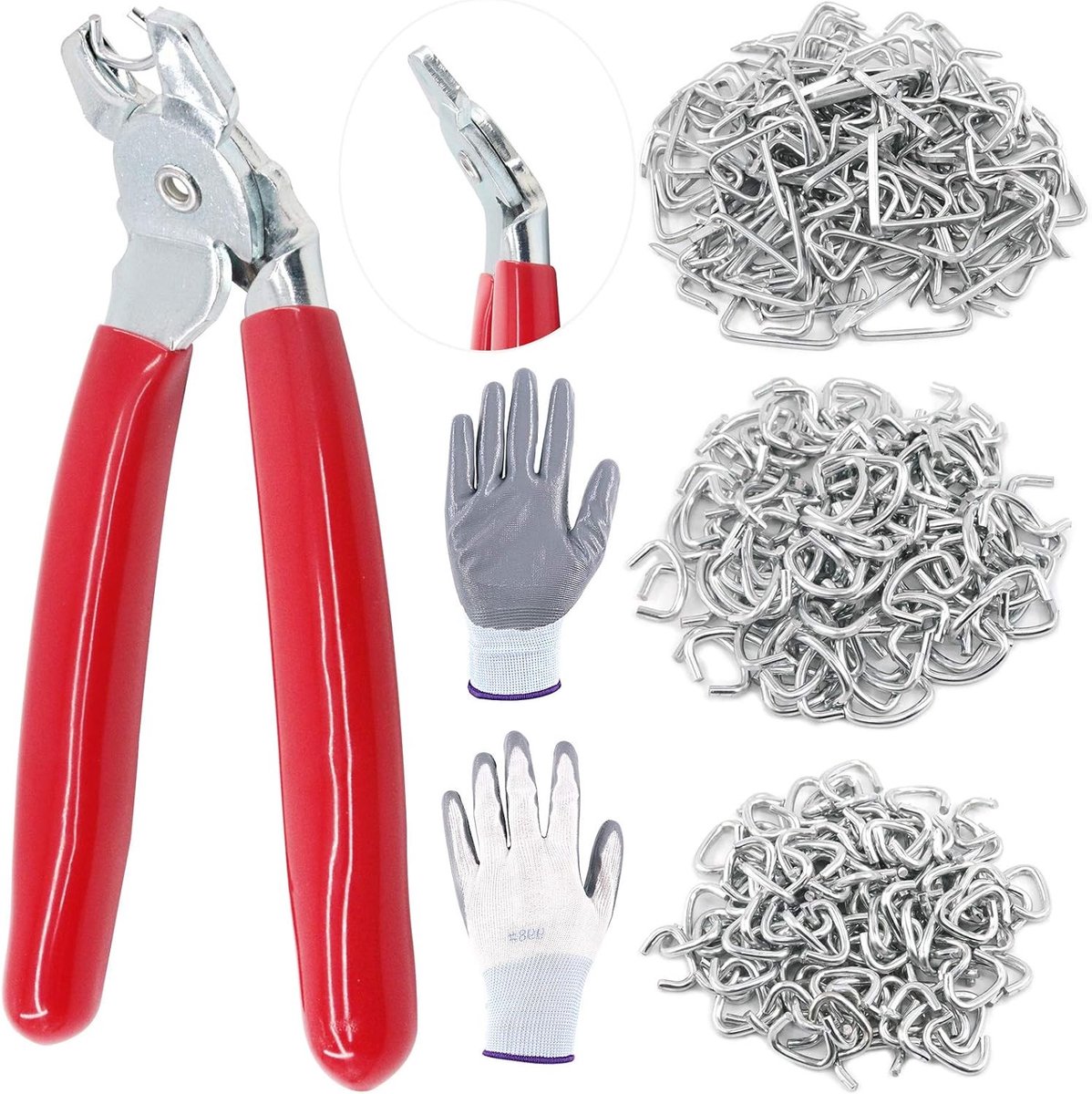 Zeilringen met tang - Verzinkt staal - 3/4, 1/2 en 3/8 inch - Compleet assortiment met ergonomische tang - Voor professioneel gebruik
