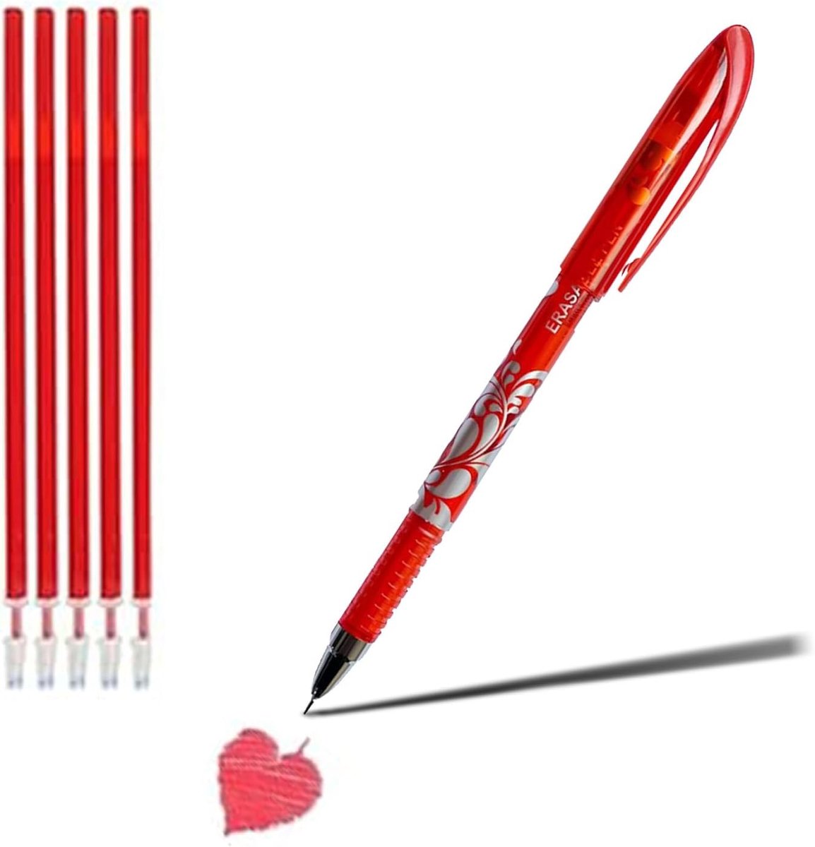 6Pcs/Set 0.5mm Gel Pen Set Magic Erasable Rollerball Pen, Replaceable Refills, for Office, Study, Stationery (1 Pens+5 - ShopVlot
