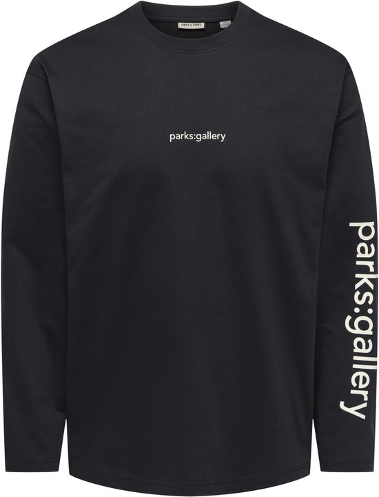 Zwarte longsleeve met 'parks:gallery' op de borst en mouw.