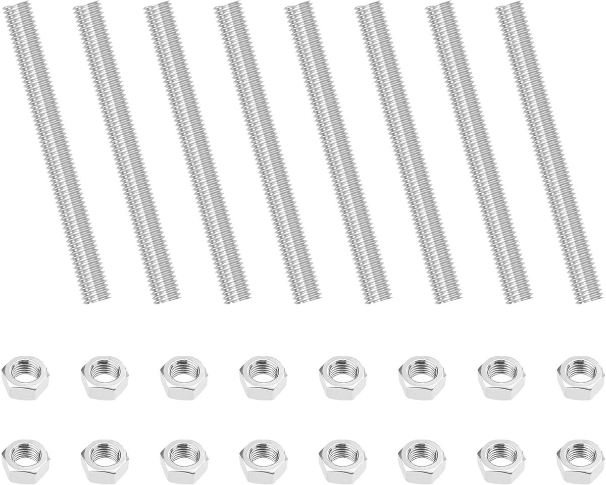 MISIQIMA 8 stuks schroefdraadstangen M8, 60 mm draadstaven van roestvrij staal, draadstang met volledige schroefdraad - ShopVlot