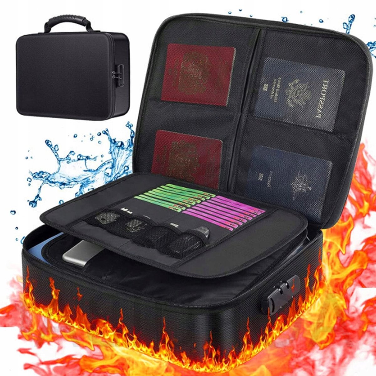 Brandvrije Waterdichte Documenten- en Laptop Tas - 4 Lagen