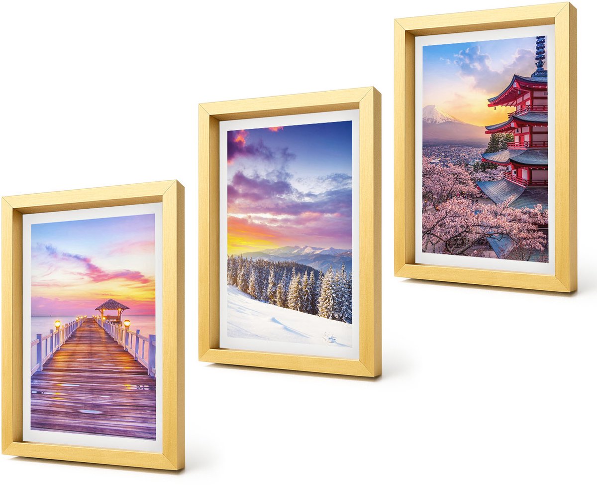 Coloray 4-Delige Schilderij Set - Romantische landschappen met schilderachtige luchten - 20 x 30 cm - Muurdecoratie - Wanddecoratie - Hal