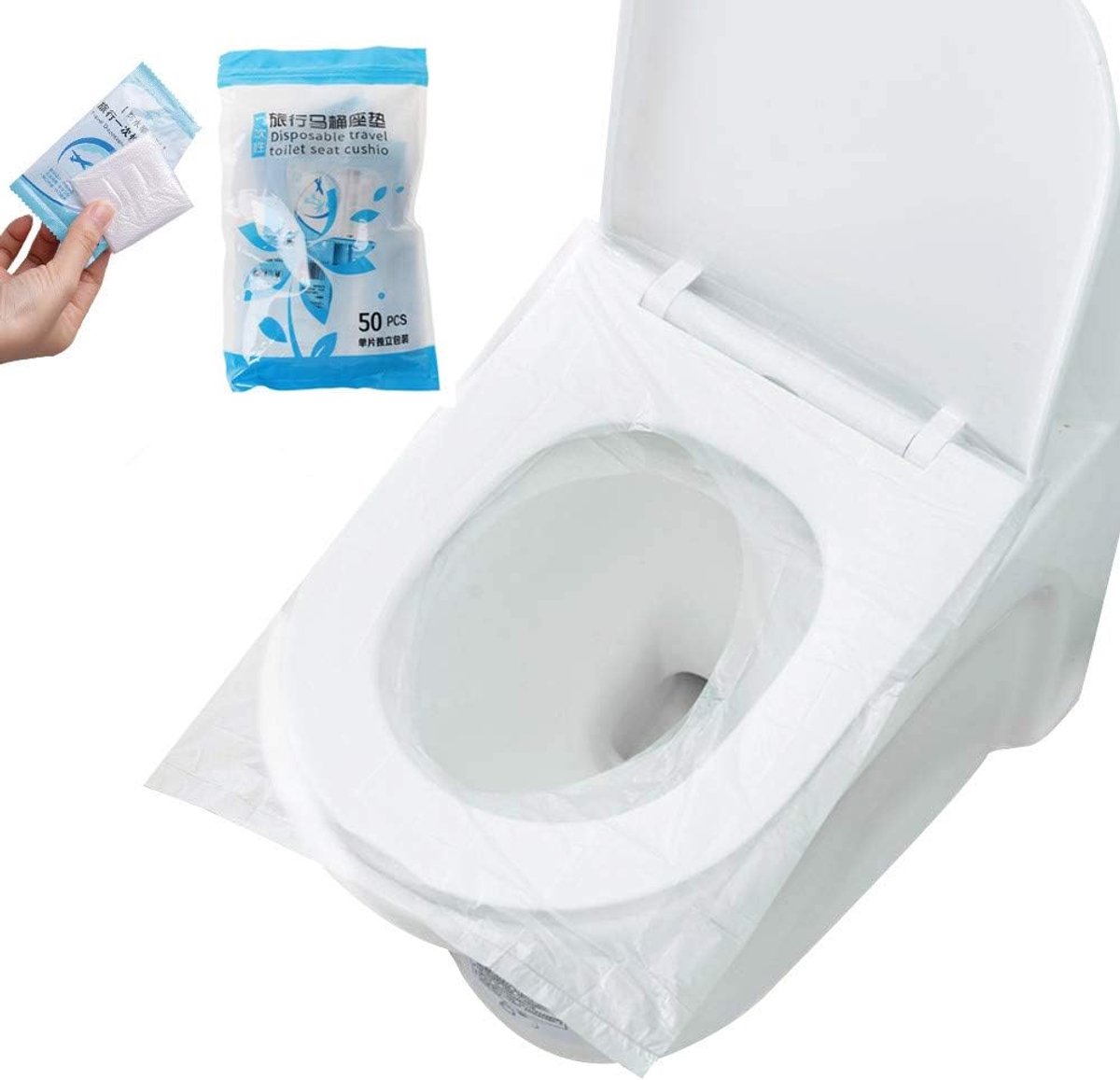 50Pcs Disposable Toilet Seat Covers Plastic, Antibacterial Waterproof Portable Potty Chair Covers for Children - ShopVlot