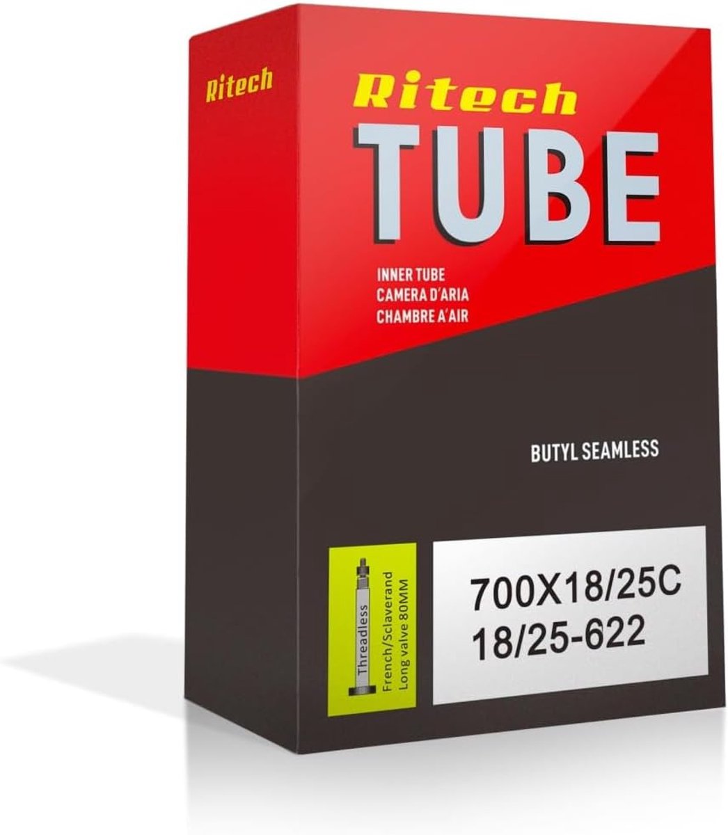 Ritech binnenband 700x18/25 glad presta ventiel 80mm in doos - ShopVlot