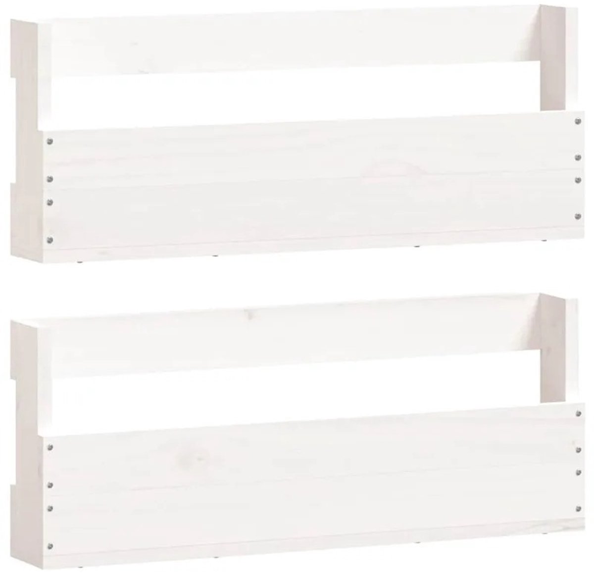 Emvae Schoenenrek voor aan de Muur - Houten Schoenenplank - 2 Stuks - 59 x 9 x 23 cm - Massief Grenenhout - Wit