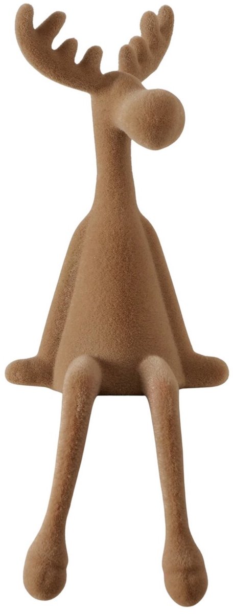 Boltze - Timor - Eland - Randzitter - Bruin - 33 cm – Kerstdecoratie - Flocked - Kerst