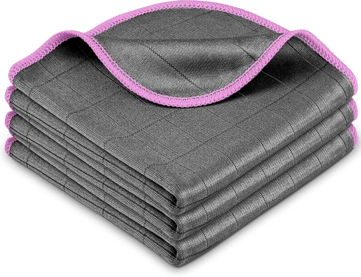 Raamreiniger magnetisch - Microvezeldoekje - 30x30 cm - Pluisvrij Streepvrij Koolstof Poetsdoek - Voor Ramen en Auto's