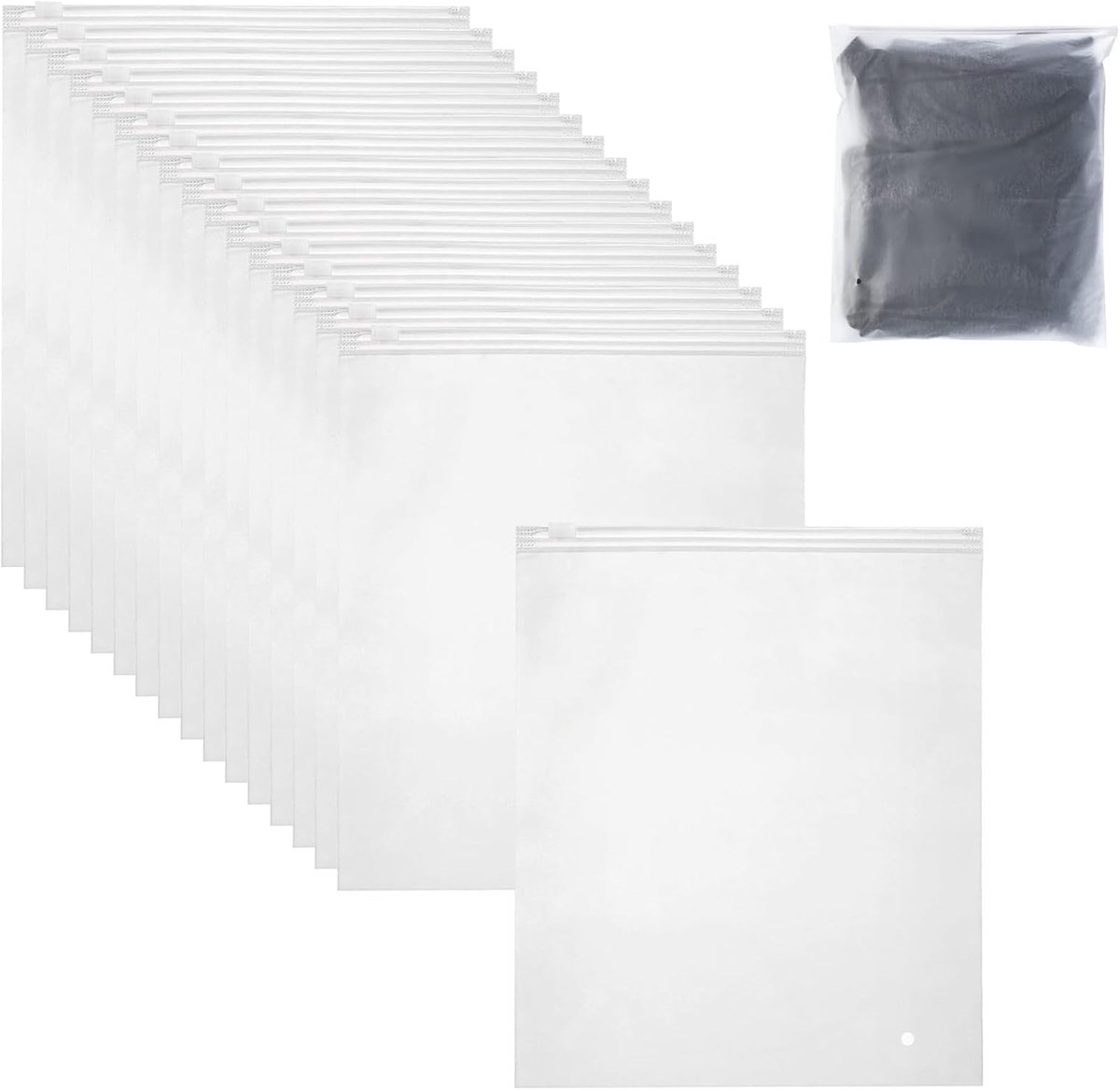 Hersluitbare Kledingzakken - Herbruikbare Plastic Ziplock Zakken - Ruimtebesparende Tas - Herbruikbare transparante - Opbergzakken - Zelfsluitende opbergzakken - Verpakkingszakken-verpakkingszakken kleding - 40 x 30 cm - 30 Stks