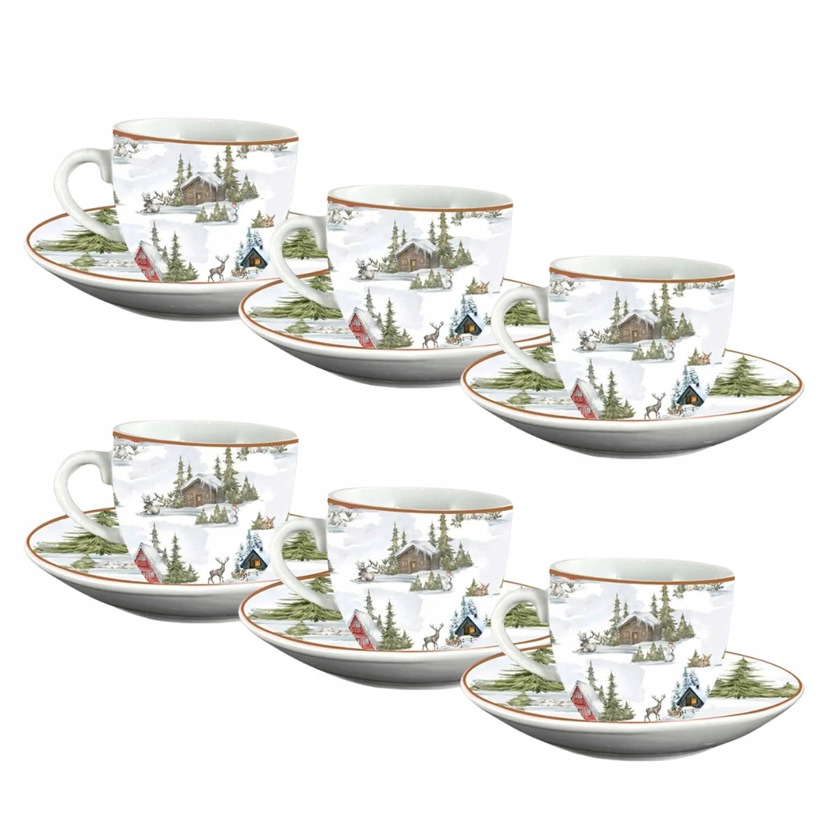 Set van 6 Espresso Kopjes 90ml - Kerstsfeer