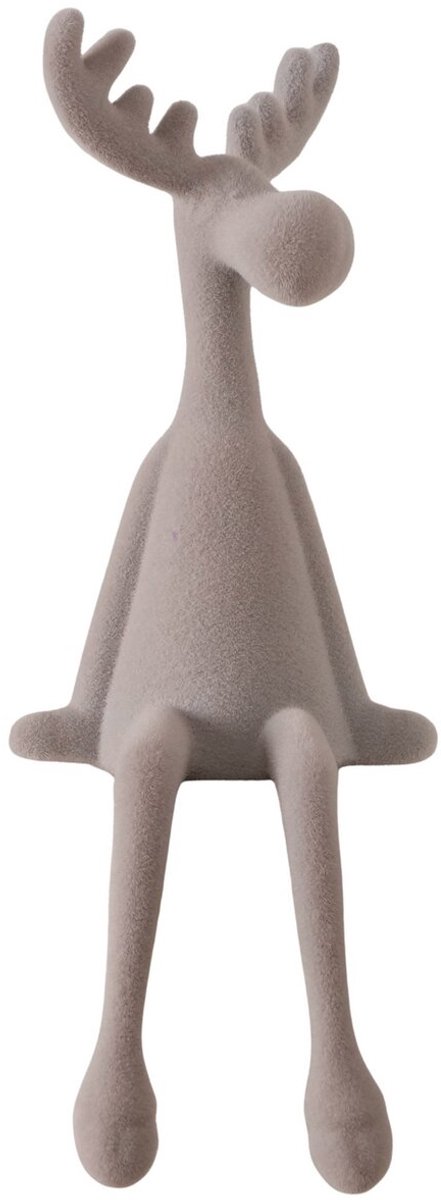 Boltze - Timor - Eland - Randzitter - Beige - 33 cm – Kerstdecoratie - Flocked - Kerst