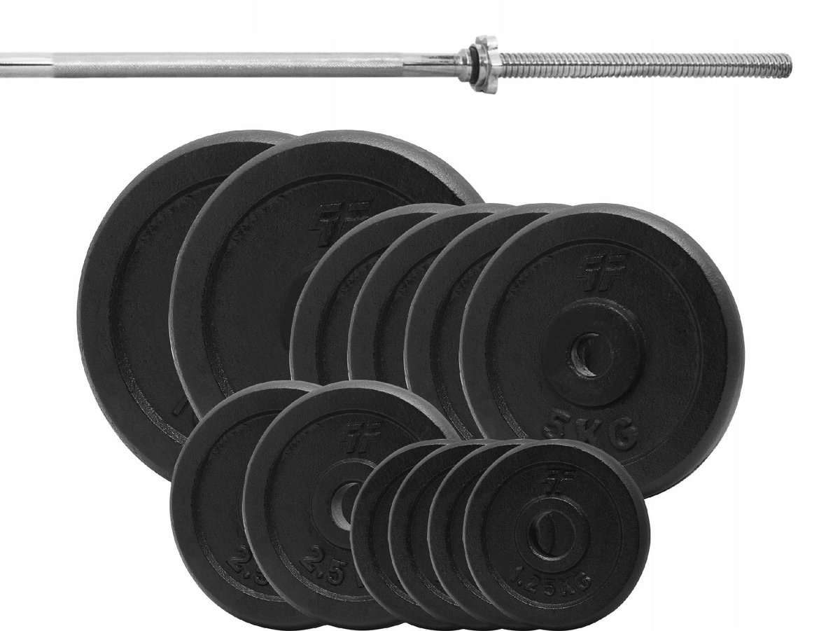 Zet 60kg Gietijzeren Halterset met Rechte Stang 180cm