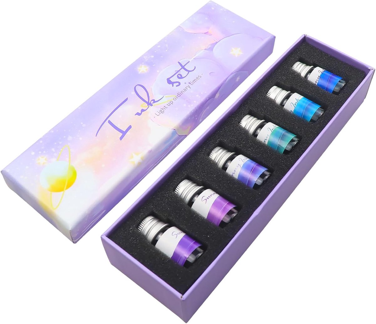Tekeninkten set - 24 kleurrijke inktflessen - met goudpoeder - ideaal voor kalligrafie en tekenen - ShopVlot