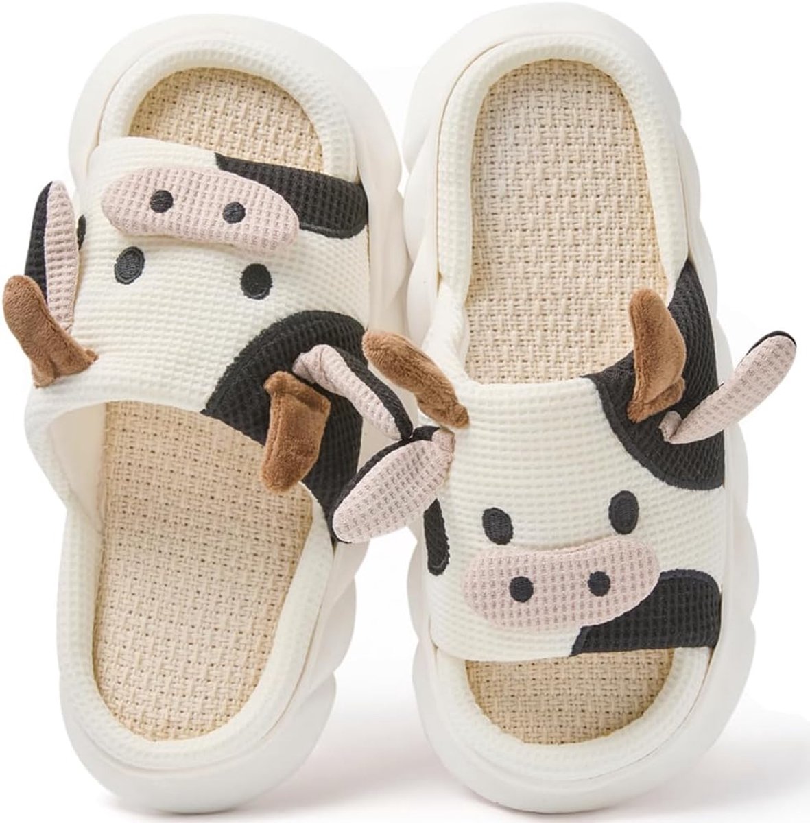 Huisslippers dames - pluche - warm en comfortabel - fluffy koeienontwerp - ShopVlot