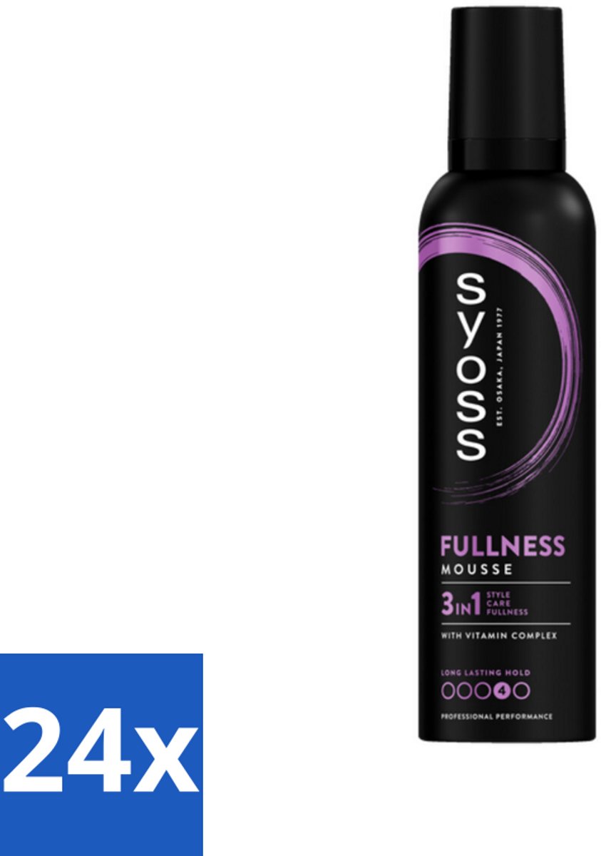 24 x Syoss - Fullness - Haarmousse - Lichtgewicht Volume - 250 ml - Haarvolume - Volumineus Haar - Haarmousse - Haarstyling - Fijn Haar