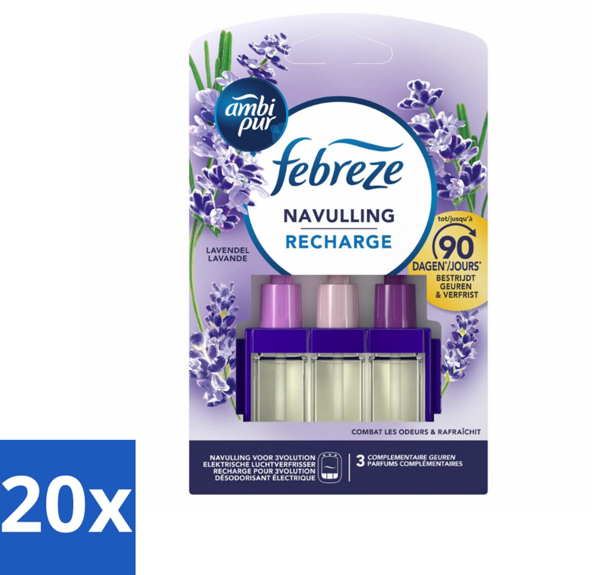 Ambi Pur - 3Volution - Navulling - Lavendel - 20 ml - Bulkverpakking - 20 stuks