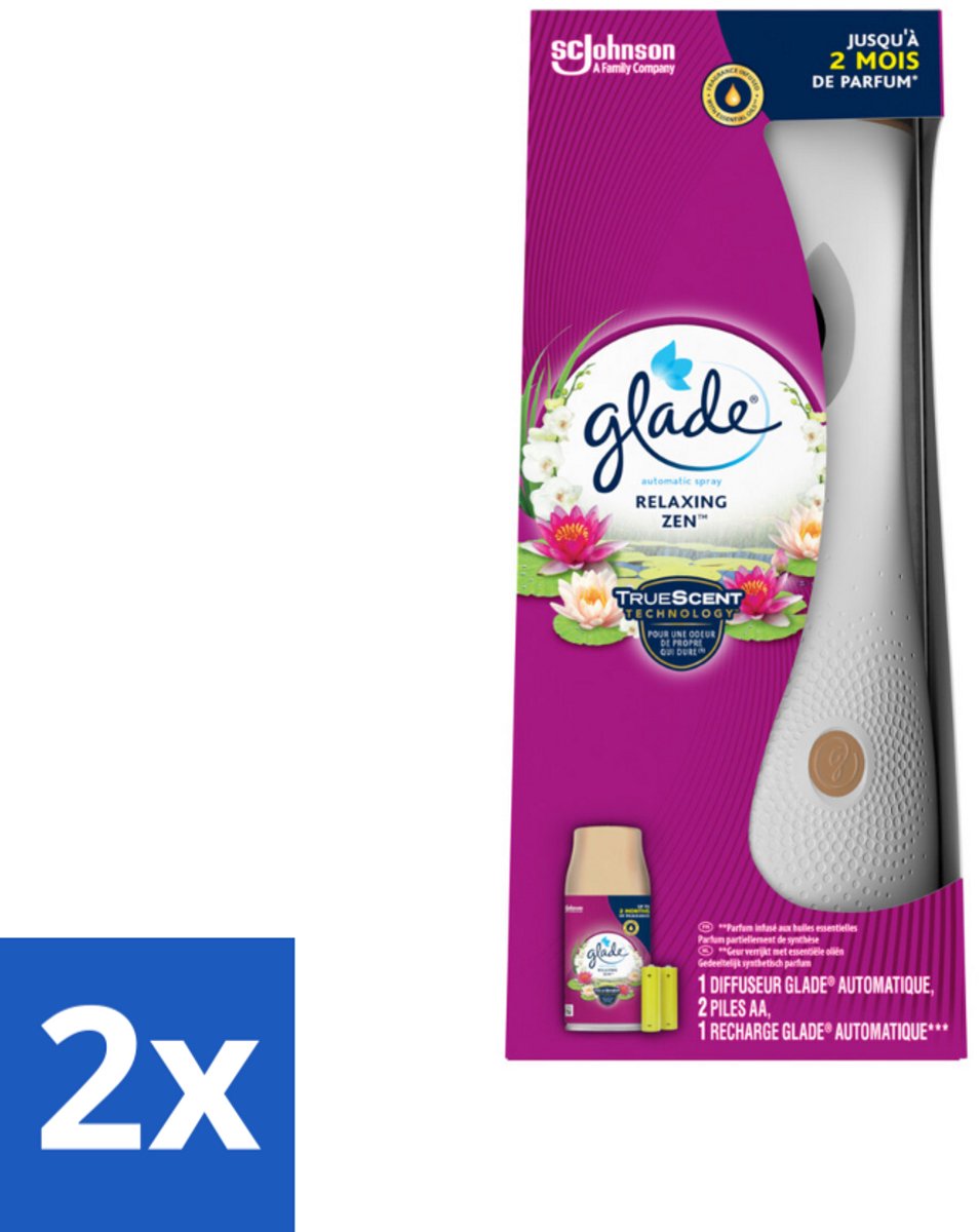2 x Glade - Automatische Spray - Relaxing Zen - 269 ml - Luchtverfrisser - Automatische Geur - Relaxerende Geur - Huisgeur - Sandelhout