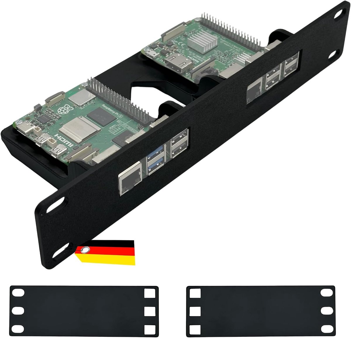 Rackhouder voor 2x Raspberry Pi 5, 4 of 3B+ - stevige kunststof - 10-inch rackmontage - ideaal voor Homelab setup - ShopVlot