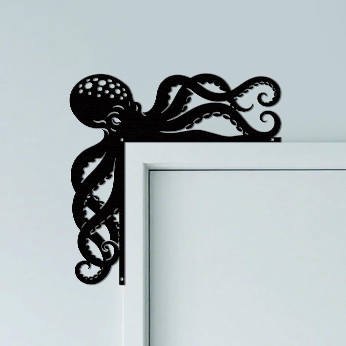 Deurdecoratie Octopus 25 x 25 cm - Dubbelzijdig Metaal - Uniek Design - Vrolijke Accentuering voor Thuis - ShopVlot