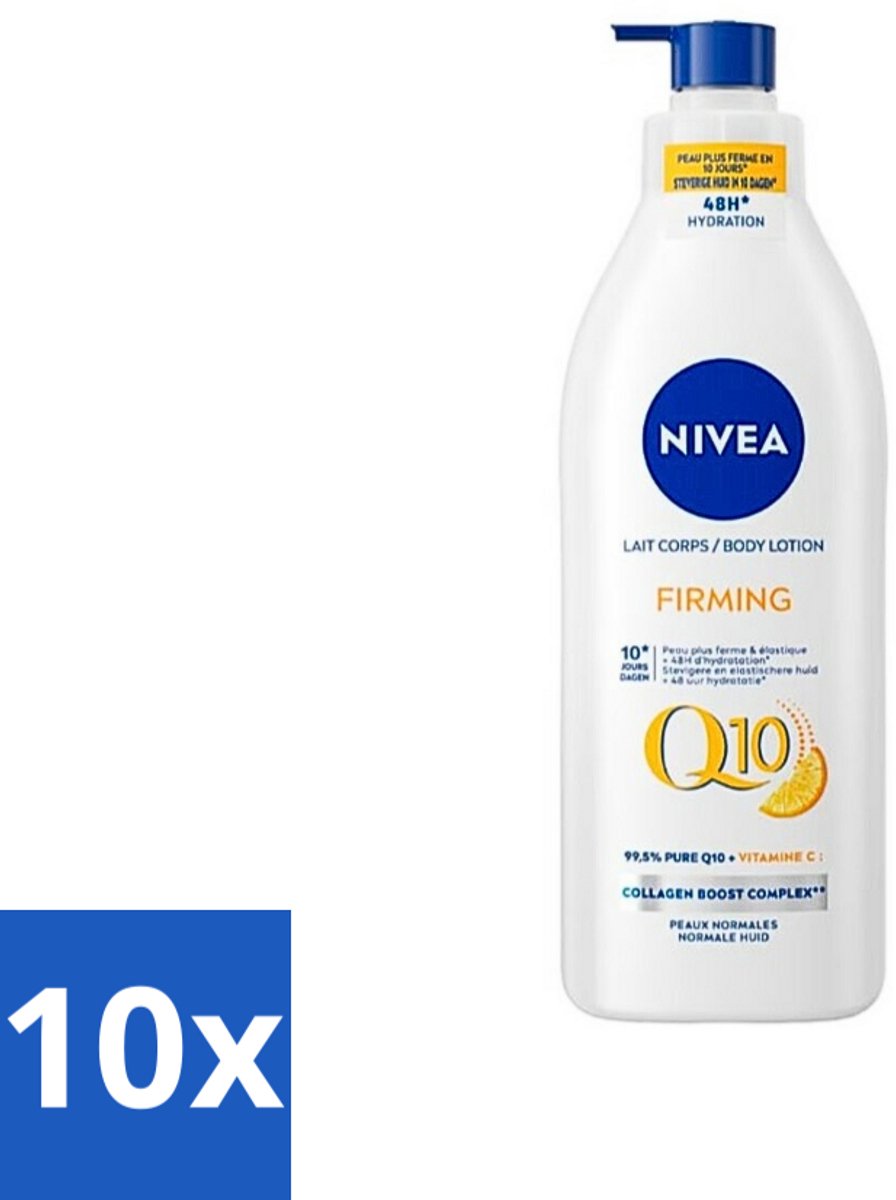 Nivea - Q10 - Verstevigende Bodylotion met Pomp - Vitamine C - 48 uur Hydratatie - Voor Normale Huid - 400 ml - Bulkverpakking - 10 stuks