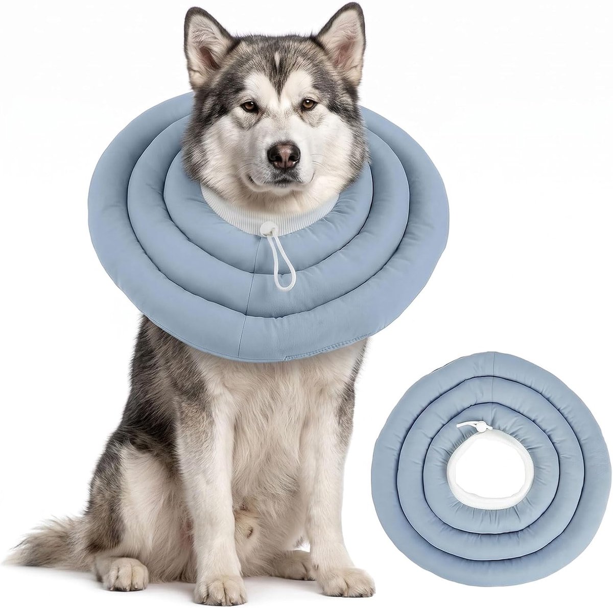 Halsband hond XL - blauwgrijs - zachte spiraalvorm - vrij bewegen tijdens activiteiten - ShopVlot