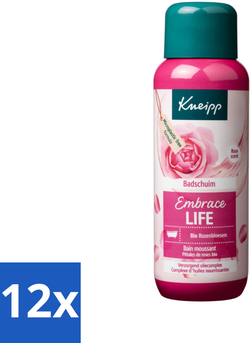 12 x Kneipp - Badschuim - Embrace Life - Anti-Aging verzorging - 400 ml - Badschuim - Anti-aging - Droge Huid - Rijpere Huid - Rozen