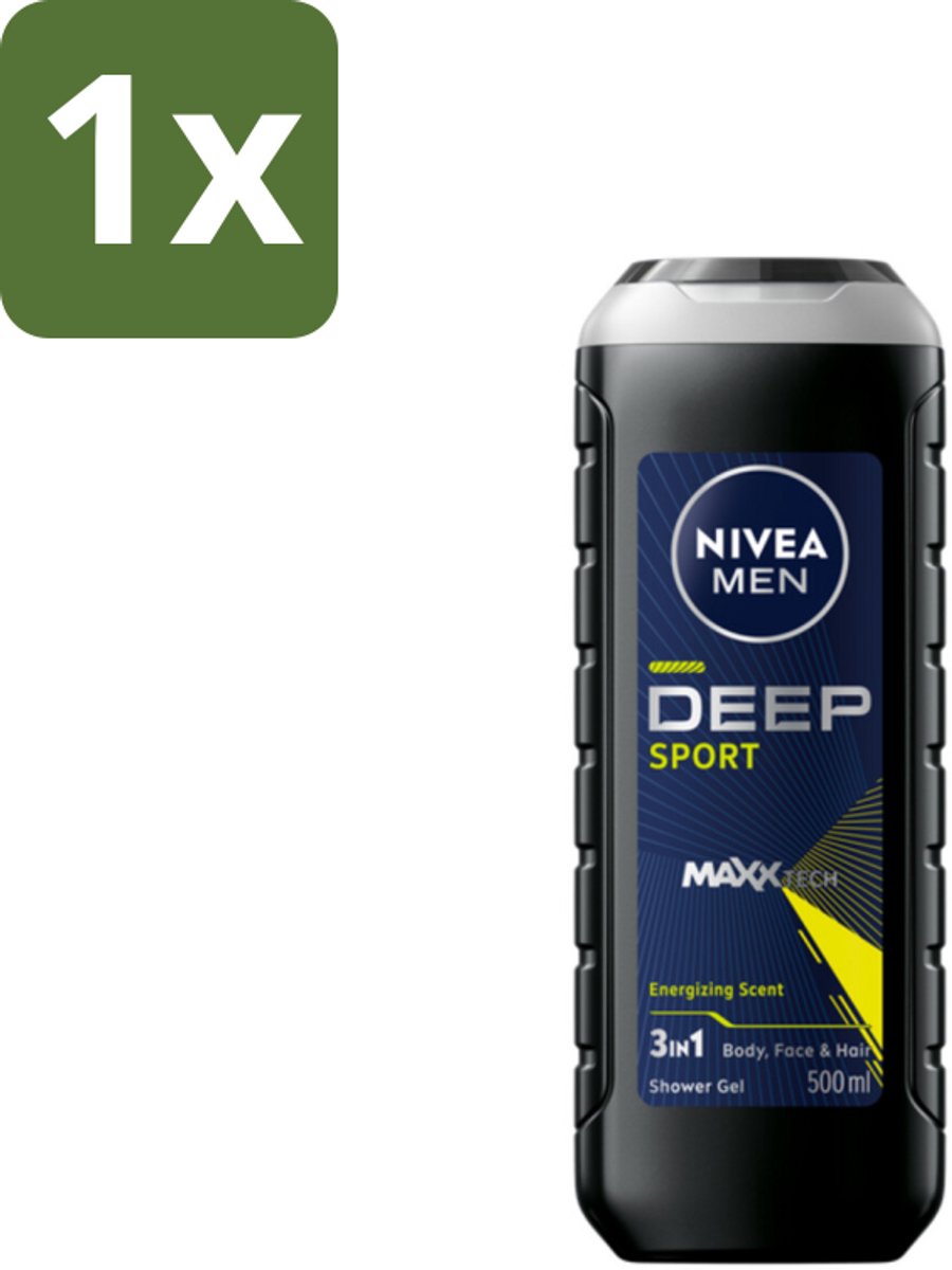 1 x NIVEA MEN - Douchegel - Deep Sport - 500 ml - Sportdouchegel - Mannelijke Douchegel - Diepe Reiniging - Zweetverwijdering - Frisheid