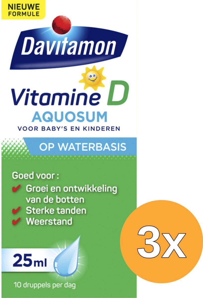 3x Davitamon Vitamine D aquosum druppels (25 ml)
