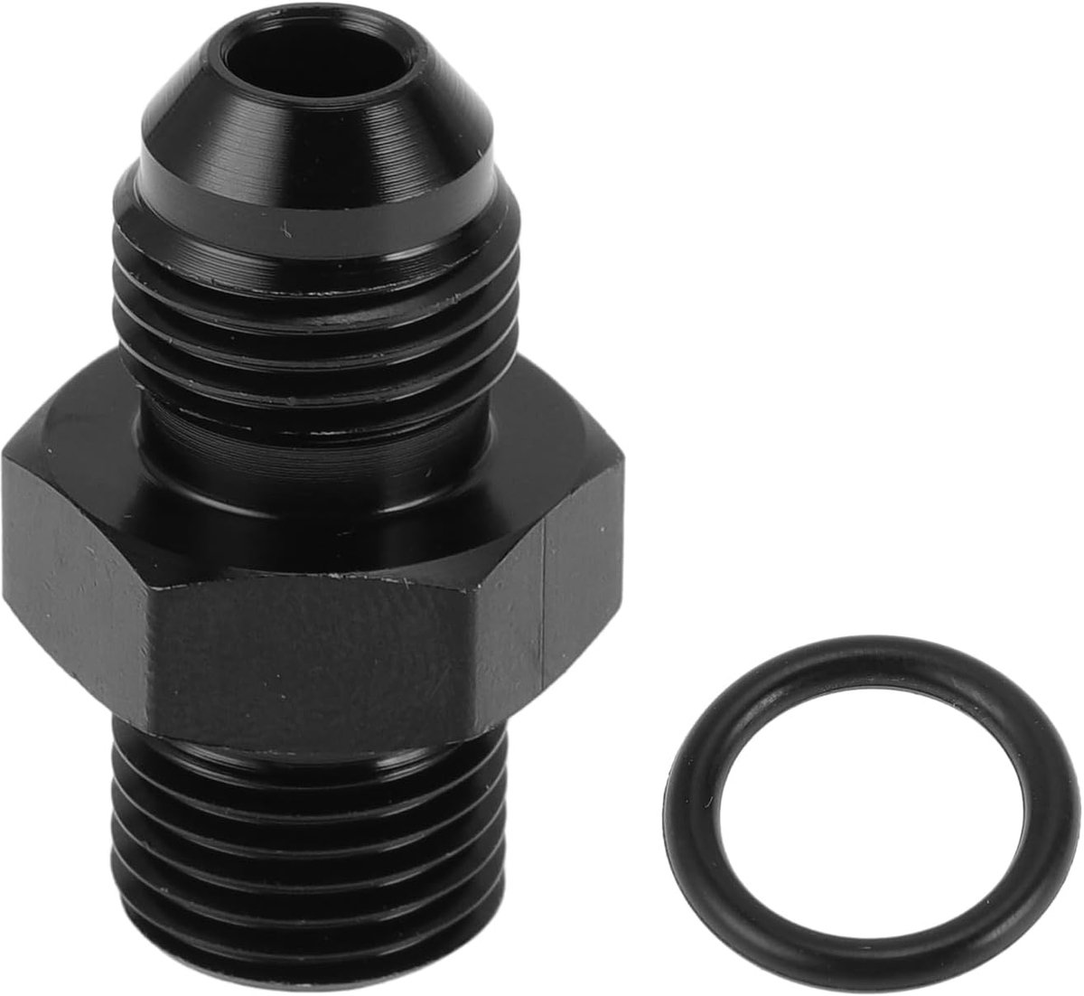 A ABSOPRO Male Flare Reducer Hose Fitting Adapter ORB6-AN6 Fuel Line Connector Aluminum With O-Ring Black - ShopVlot