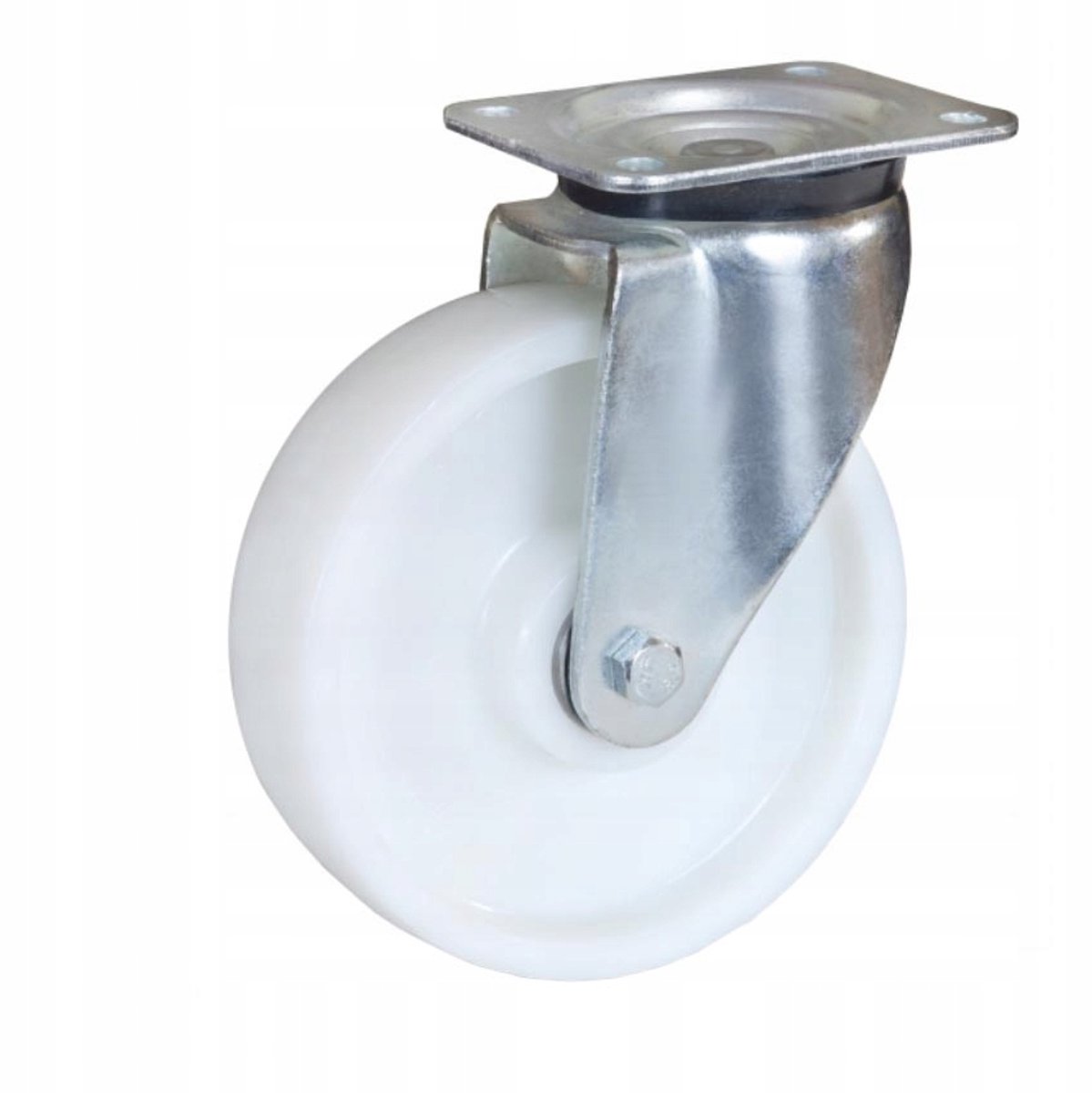 Wit Zwenkwiel met Plaat, Wit, 100mm