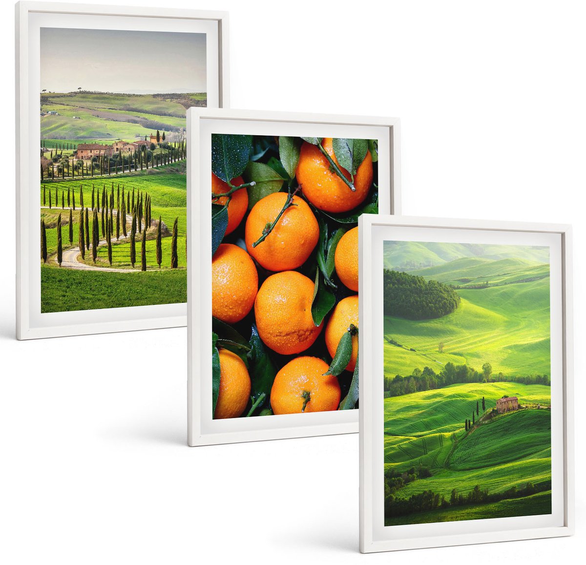 Tulup 3-Delige Schilderij Set - Italiaans plattelandslandschap met sinaasappelbomen en natuur - 40x60 - Decoratieve Schilderijen - Woonkamer - Interieur - Stijlvolle Muurdecoratie