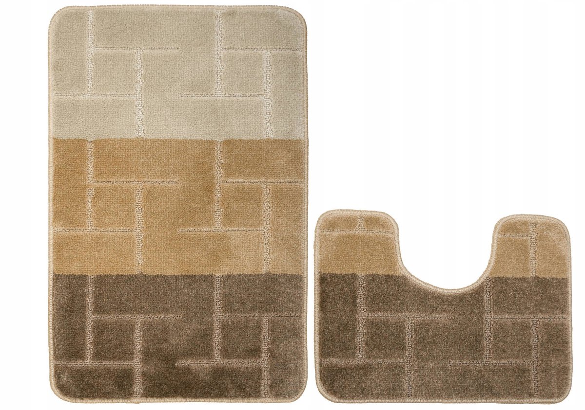 2-delige badmat set Teramo Beige/Bruin, antislip, 50x80cm