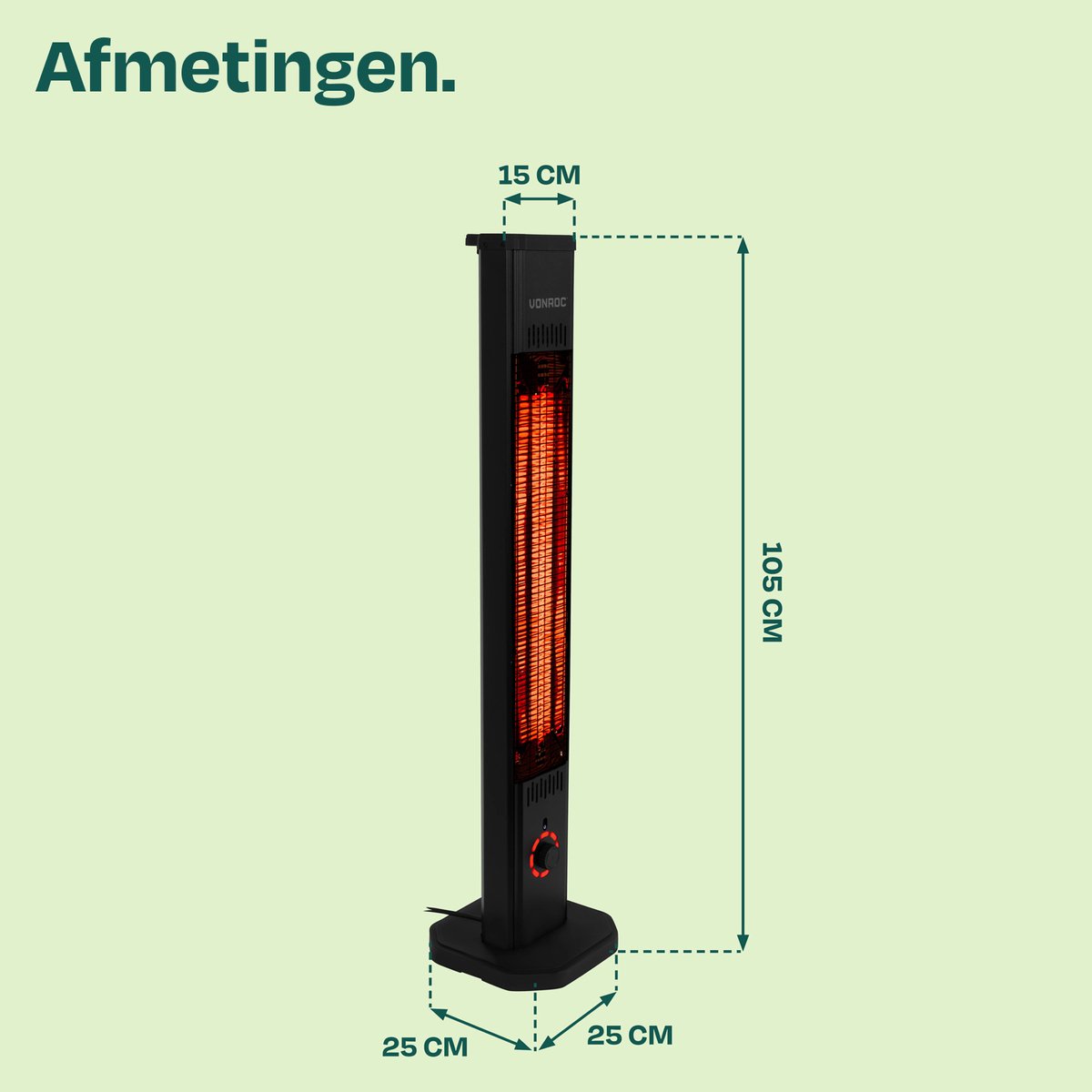 VONROC Staande Terrasverwarmer Lipari 2000W – Patio heater - Carbon infrarood verwarmingselement - Incl. afstandsbediening – foto 6