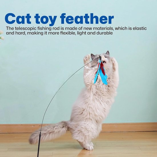 Kattenhengel - Multicolor - 32-68 cm en 37,5-98 cm - Uittrekbare Hengels - Voor Katten — afbeelding 3