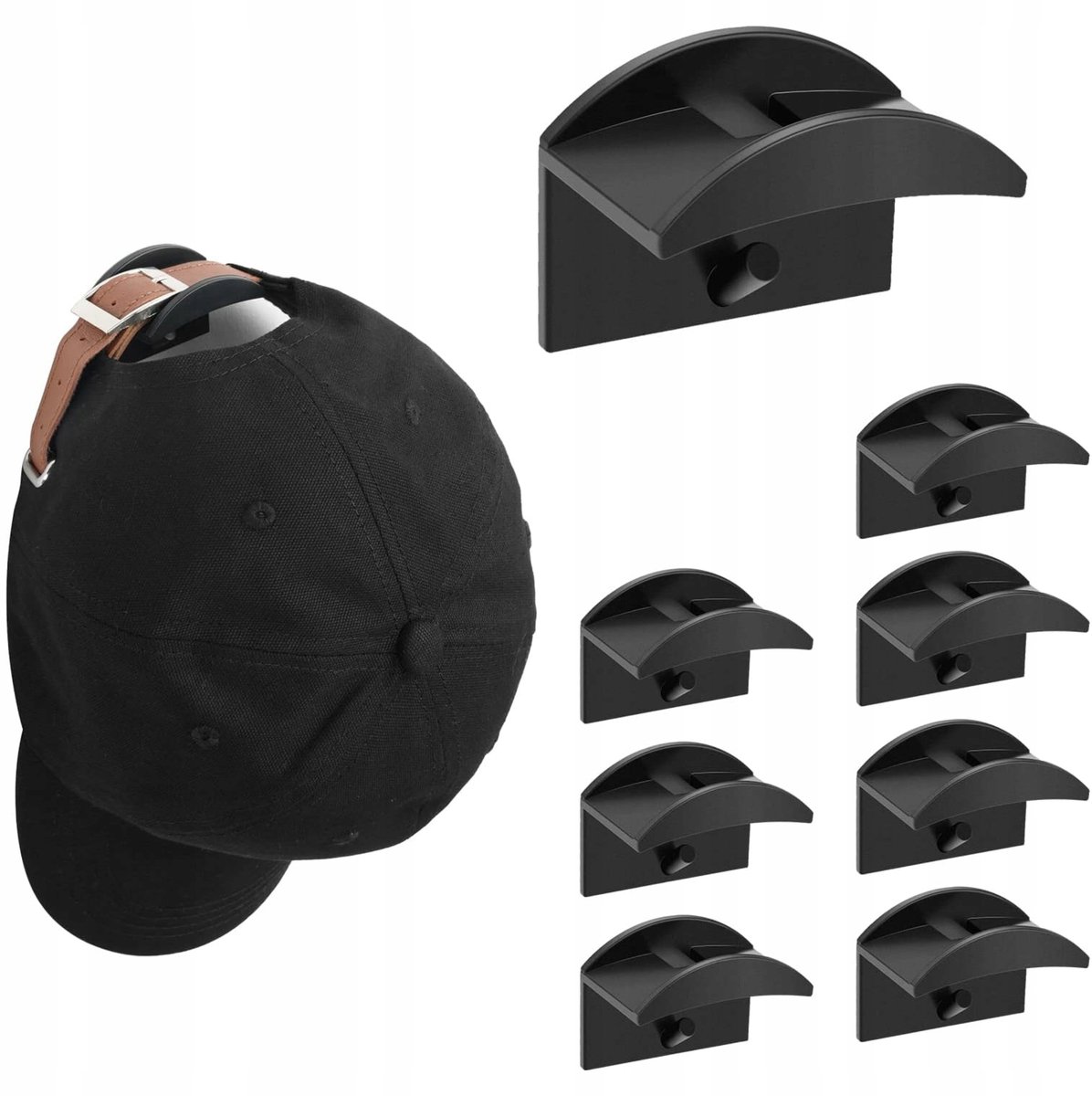 Zelfklevende Haken Set (8 stuks) - Zwart, Merkloos