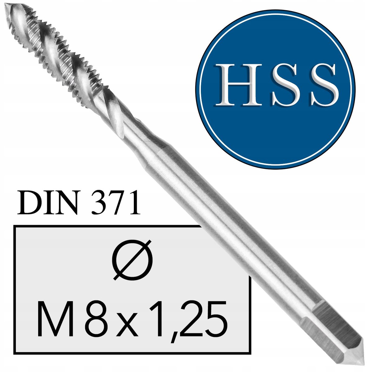 M8x1,25 HSS Machinetap, DIN 371, rechtse draad
