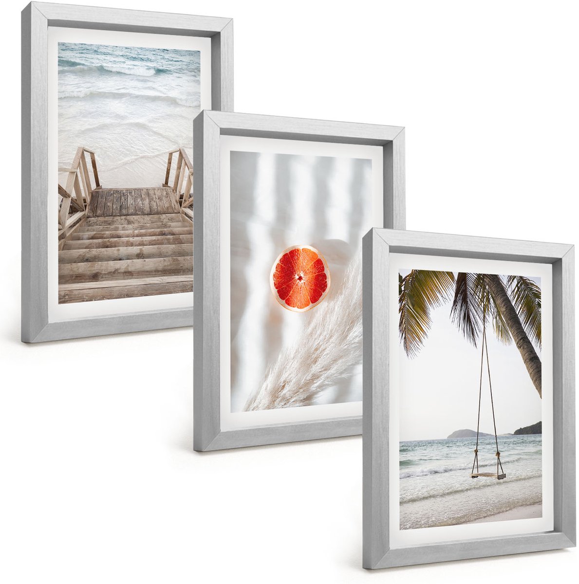 Tulup 4-Delige Schilderij Set - Strand met houten trap, vakantiesfeer - 20 x 30 cm - Stijlvolle Muurdecoratie - Kantoor - Moderne Wanddecoratie