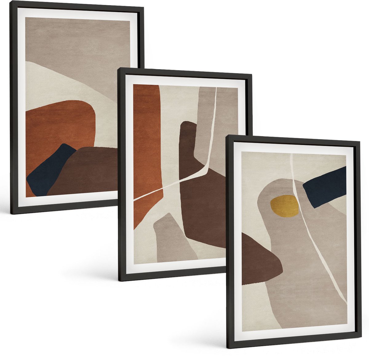 Tulup 4-Delige Schilderij Set - Abstracte boho-schildervormen in moderne stijl - 40 x 60 cm - Wanddecoratie - Muurdecoratie - Woonkamer - Moderne Wanddecoratie
