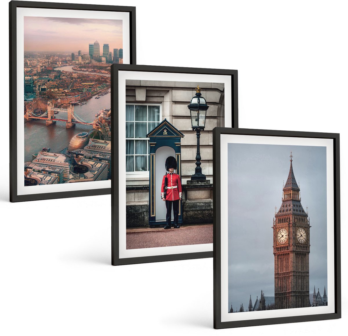 Tulup 4-Delige Schilderij Set - Uitzicht op Londen met de brug en de Big Ben. - 40 x 60 cm - Wanddecoratie - Moderne Interieurdecoratie - Interieur Decoratie