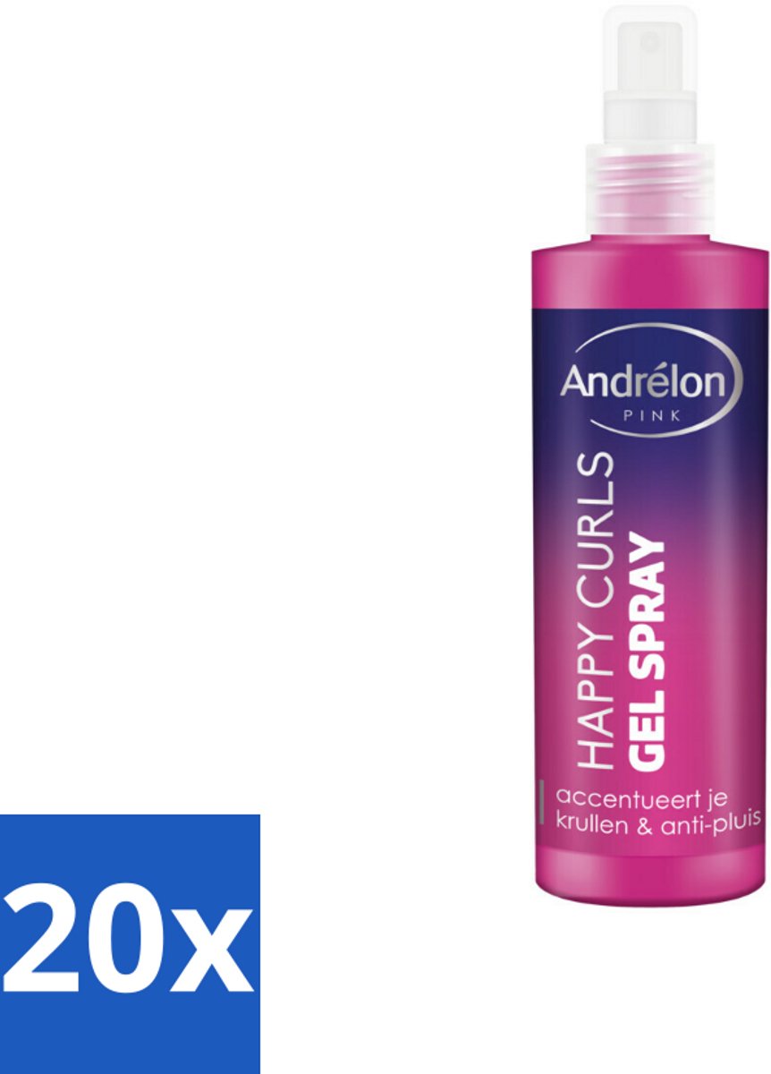 20 x Andrélon - Pink - Happy Curls - Gel Spray - Krullenstylen - Krulhaar - Anti-pluis - Gel Spray - Krulstylen