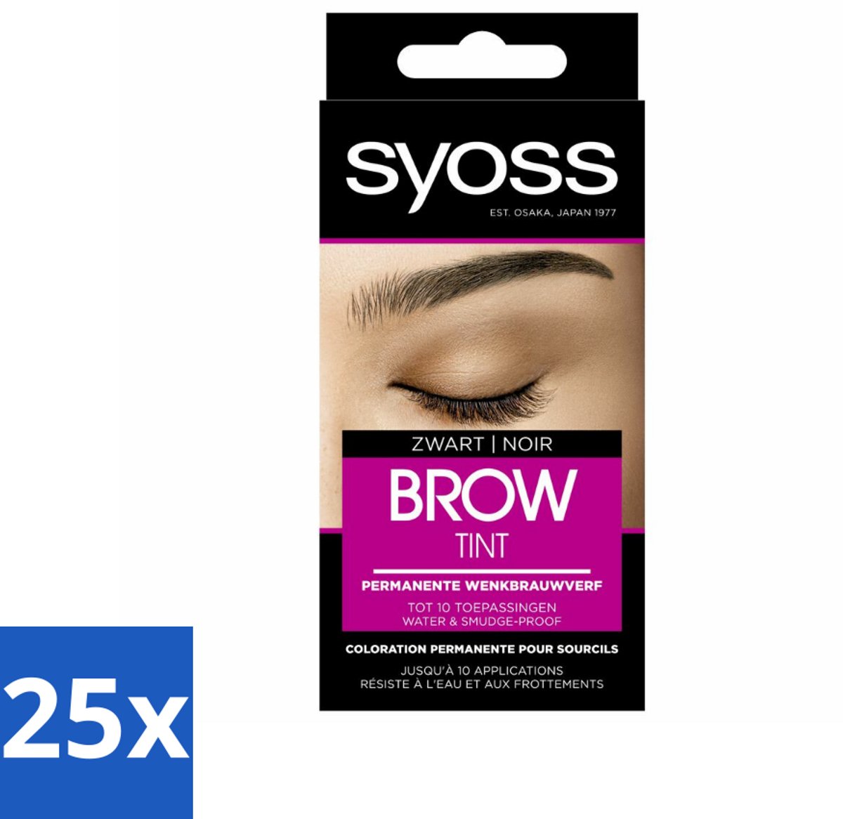 25 x SYOSS - Brow Tint Zwart - Wenkbrauwverf - Langdurige Kleur - Tot 10 Toepassingen - Wenkbrauwverf - Permanente Wenkbrauwverf - Zwart Wenkbrauwverf - Langdurige Kleur - Grijze Haartjes Verbergen