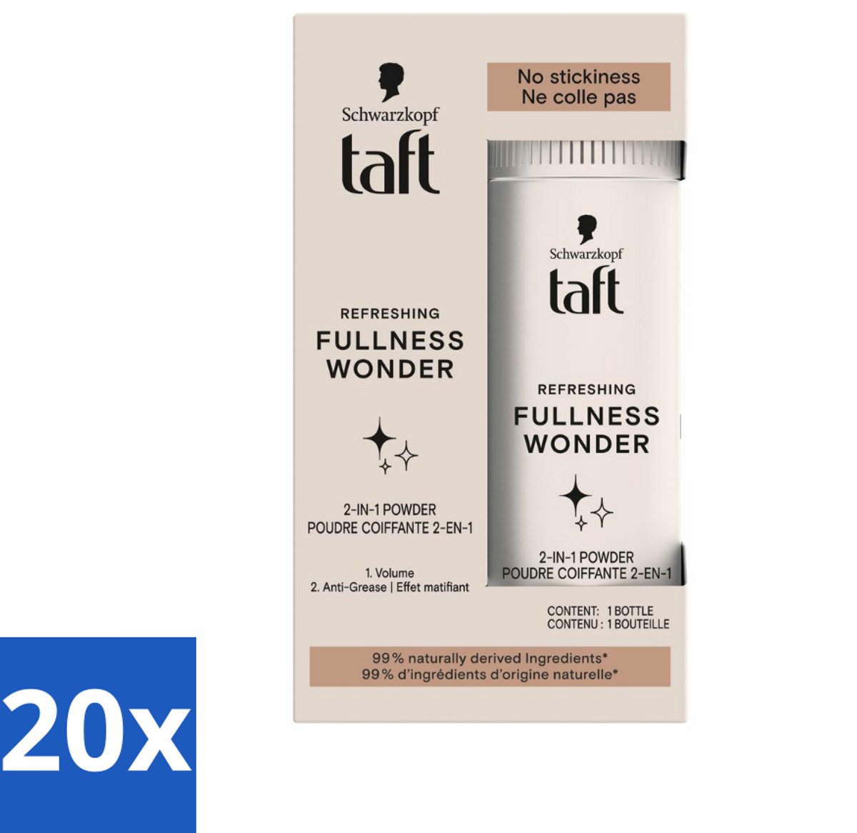 20 x Taft - Refreshing Fullness Wonder - Volumepoeder - Volume & Anti-Grease - 10 gr - Haarpoeder - Volume - Textuur - Frisheid - Vegan