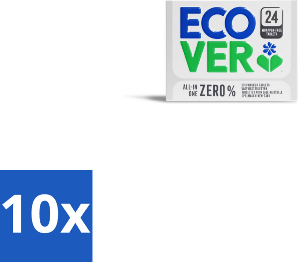 10 x Ecover - Vaatwastabletten All-in-One Zero% - 24 Tabs - Vaatwasmiddel - Vaatwastabletten - Zero% Vaatwastabletten - Gevoelige Vaatwasmiddel - Milieuvriendelijk Vaatwasmiddel