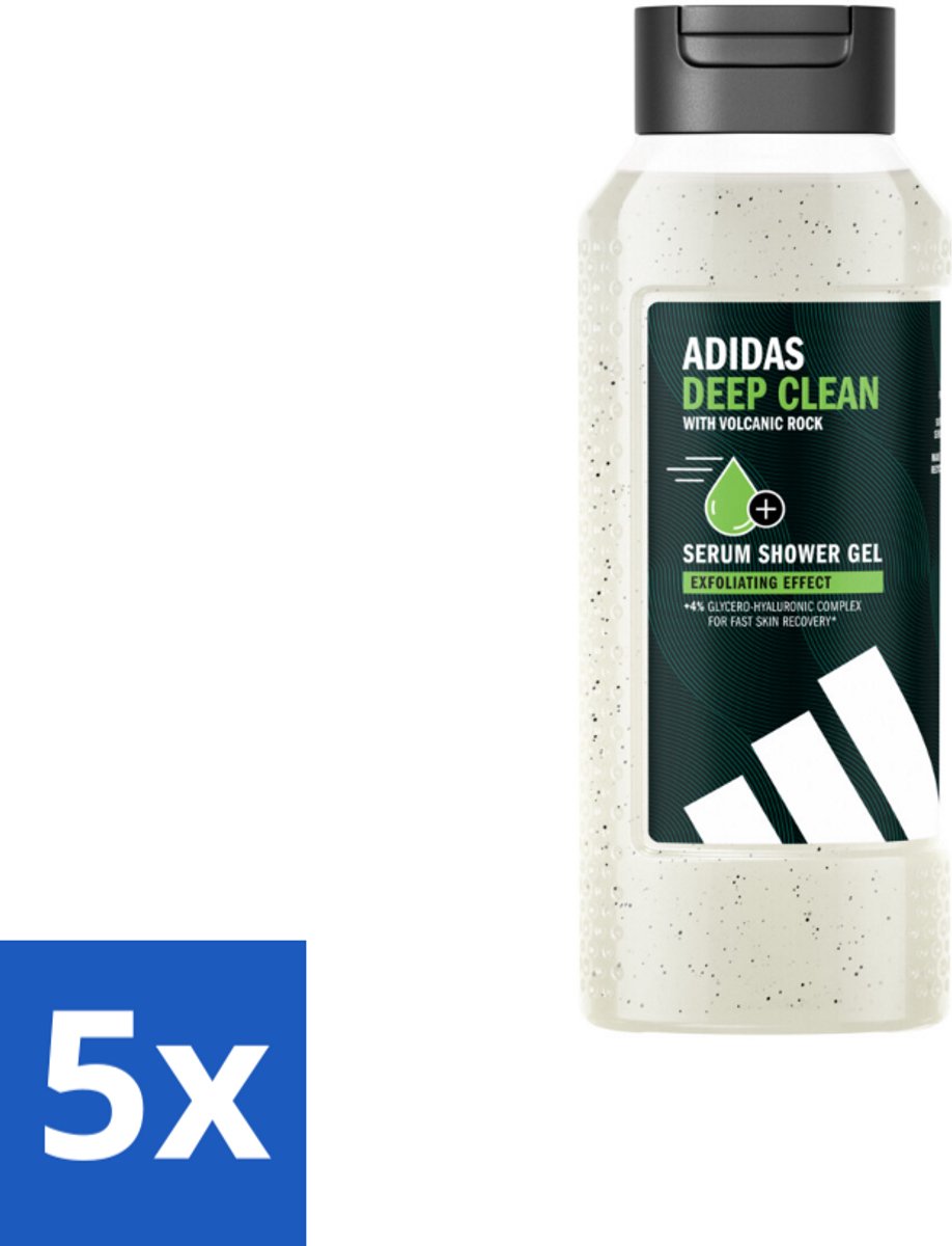 5 x Adidas – Douchegel – Active Skin & Mind Deep Clean – 250 ml - Douchegel - Huid Reinigen - Exfoliatie - Vulkanische Steen - Hydraatatie