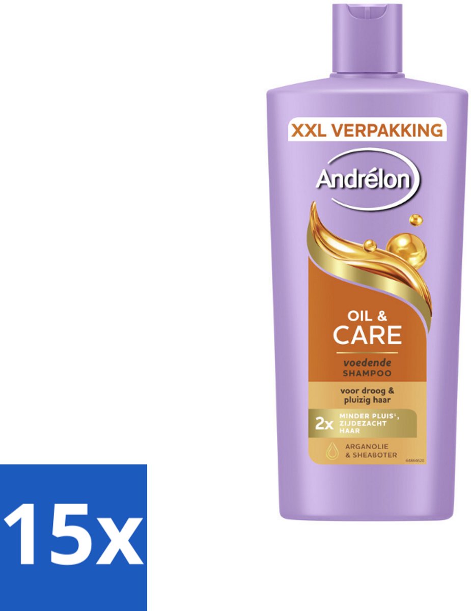 15 x Andrélon – Shampoo – Oil & Care – 685 ml - Droog Haar - Pluis - Haar Verzorging - Haar Glans - Haar Voeding