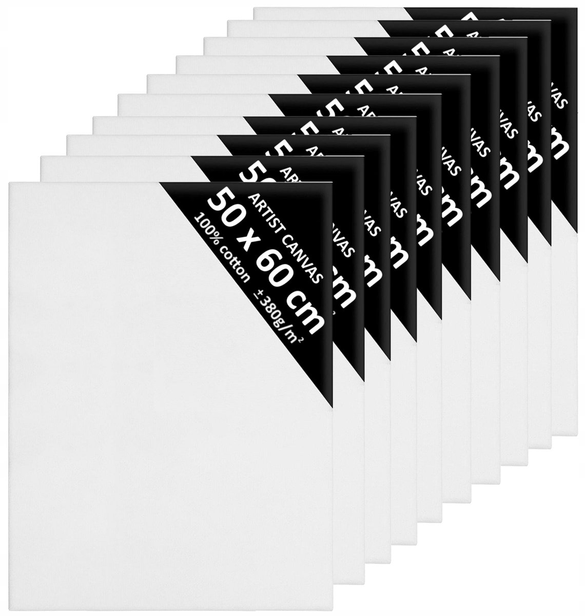 10x Katoenen Schilddoeken 50x60 cm, 380g/m², drievoudig gemalen