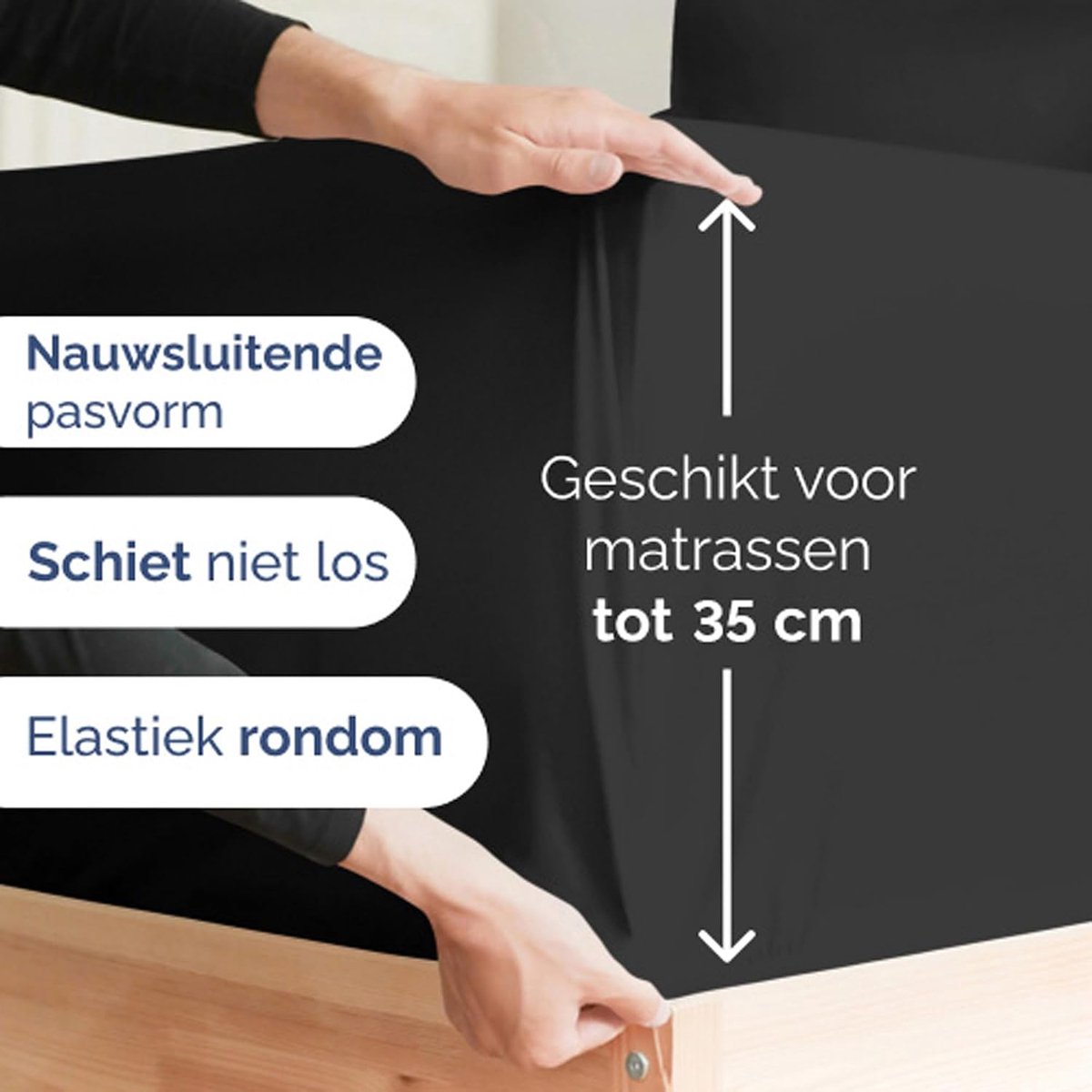 Beddengoed set 4-delig zwart - Fitted sheet 180x200 cm - Microvezel polyester - Luxueuze zachtheid - ShopVlot