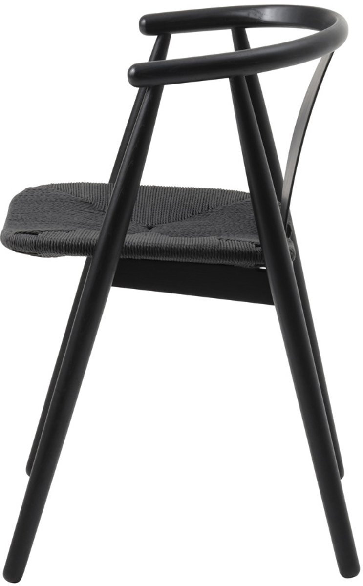 Giga Living Eetkamerstoel Relate - Zwart - Eikenhout & Touw - Set van 2