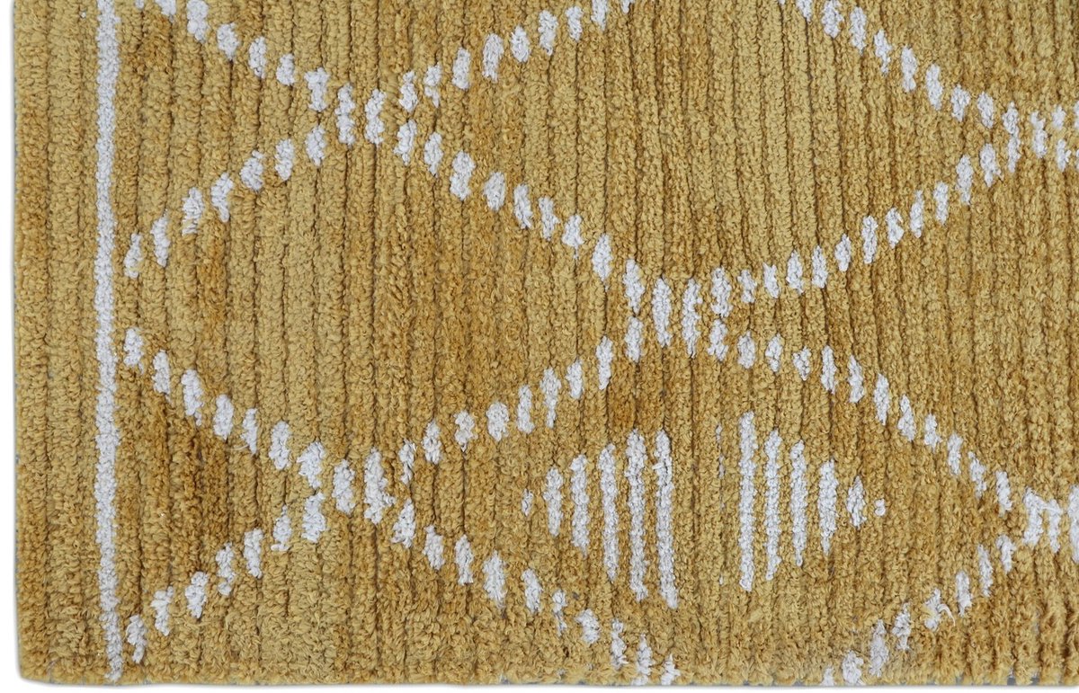 Vloerkleed 200x300cm Geruit Mosterd - Polyester - Vloerkleed Florence - Giga Living