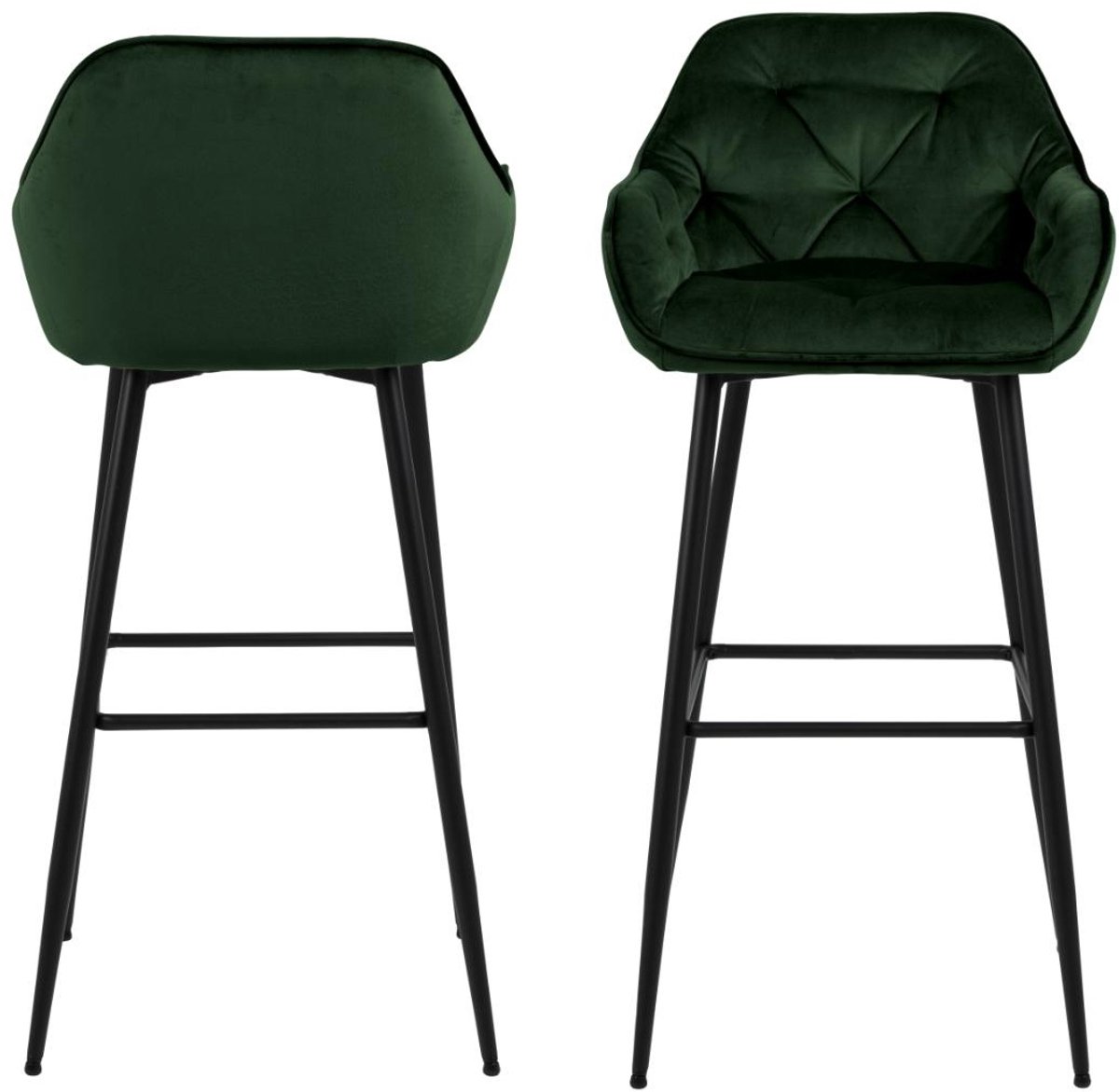 Barkruk Groen Velvet - 53x52x104cm - Zithoogte 65cm - Incl. Rugleuning